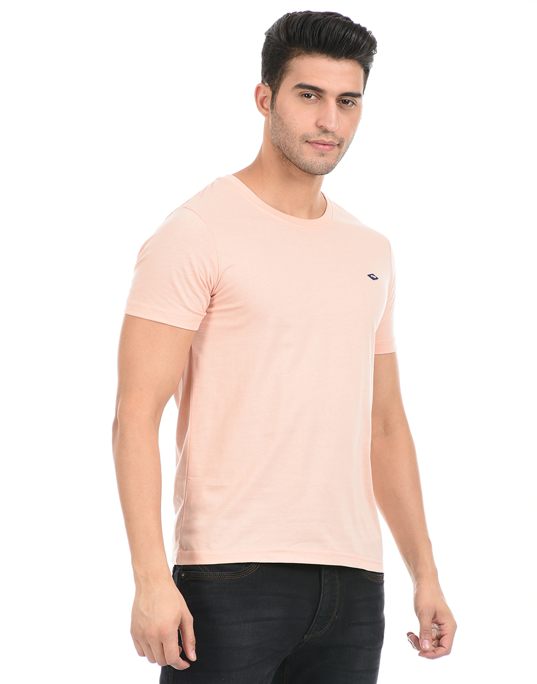 Cloak & Decker by Monte Carlo Men Solid Pink T-Shirt